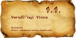 Varsányi Vince névjegykártya